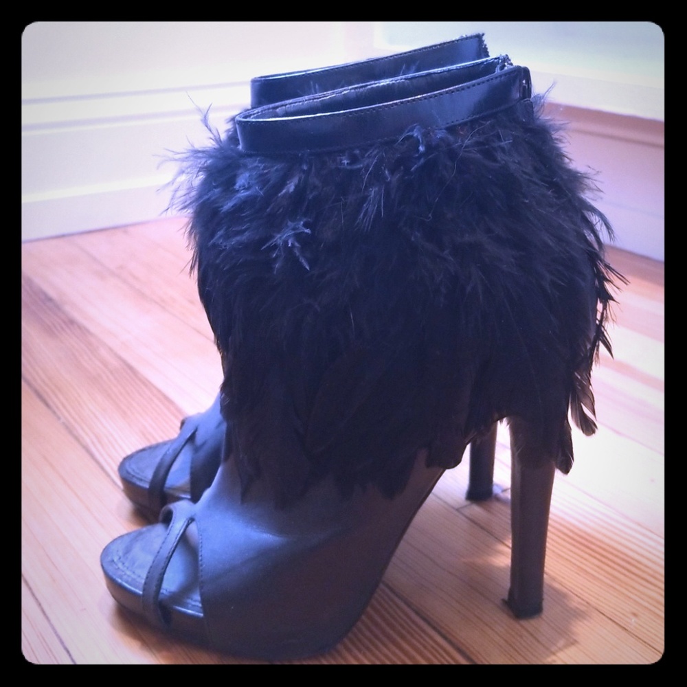 Givenchy feather open toe booties